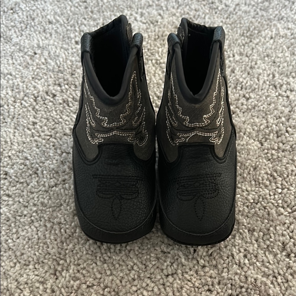 Kids Black Embroidered Boots